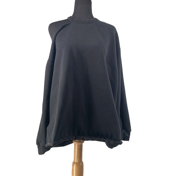 OAK + FORT Tops - Oak + Fort ripped shoulder sweatshirt black exposed shoulder grungy lounge sz sm